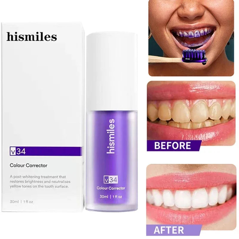 30ml V34 SmileKit Purple Toothpaste Removes Tartar Clean Oral Hygiene Fresh Breath Whitening Teeth Care Products