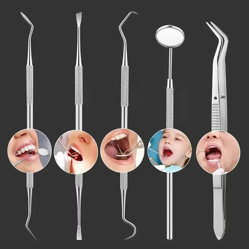 Pack Stainless Steel Dental Instrument Kit Mouth Mirror Dental Instrument Dentist Whitening Oral Care Cleaning Tools