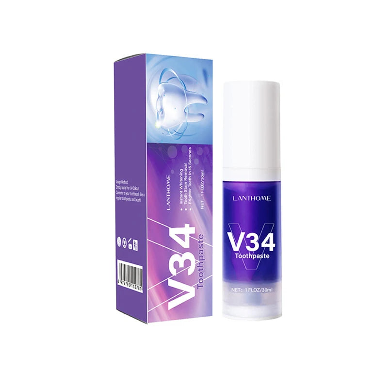 30ml V34 SmileKit Purple Toothpaste Removes Tartar Clean Oral Hygiene Fresh Breath Whitening Teeth Care Products
