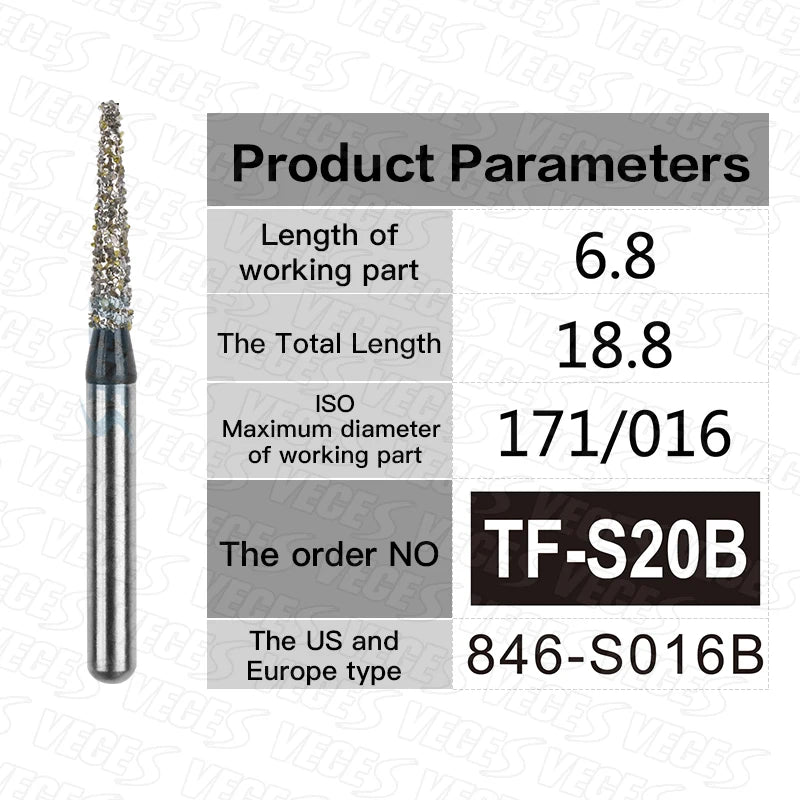 TR Type Extra Coarse Dental Diamond Burs Standard Dentistry Strawberries Drills Dentist Tools FG High Speed Bur 1.6mm 10pcs