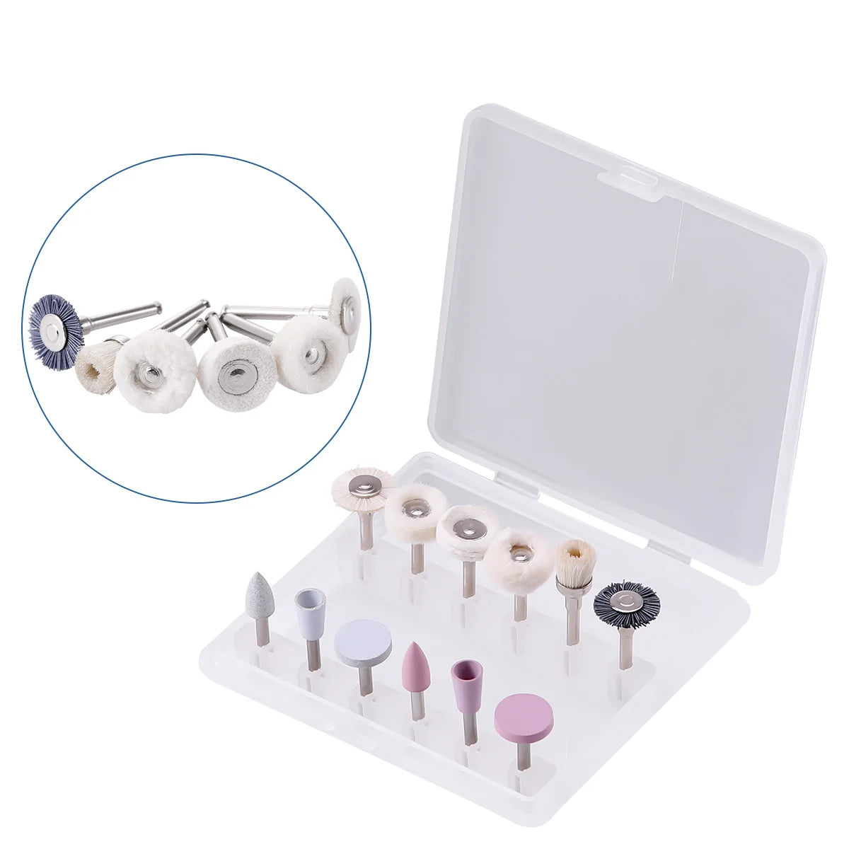 AZDENT 12Pcs/Set Dental Silicone Polishing Rubber Grinding Heads Teeth Polisher 2.35mm RA Finisher for Low Speed Handpiece