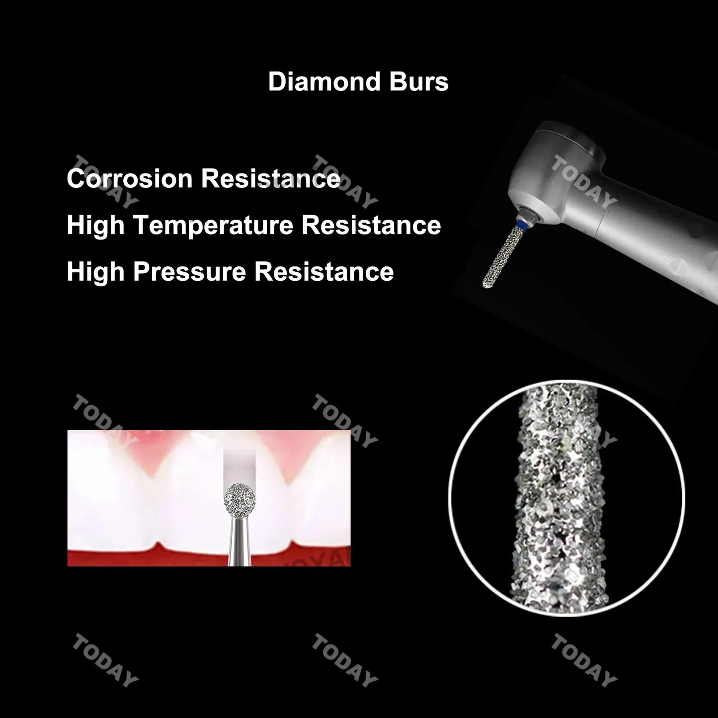 Dental Bur Diamond Burs Taper Round End TR Type Extra Fine Standard Dentistry Strawberries Drill FG High Speed Bur 1.6mm 10Pcs