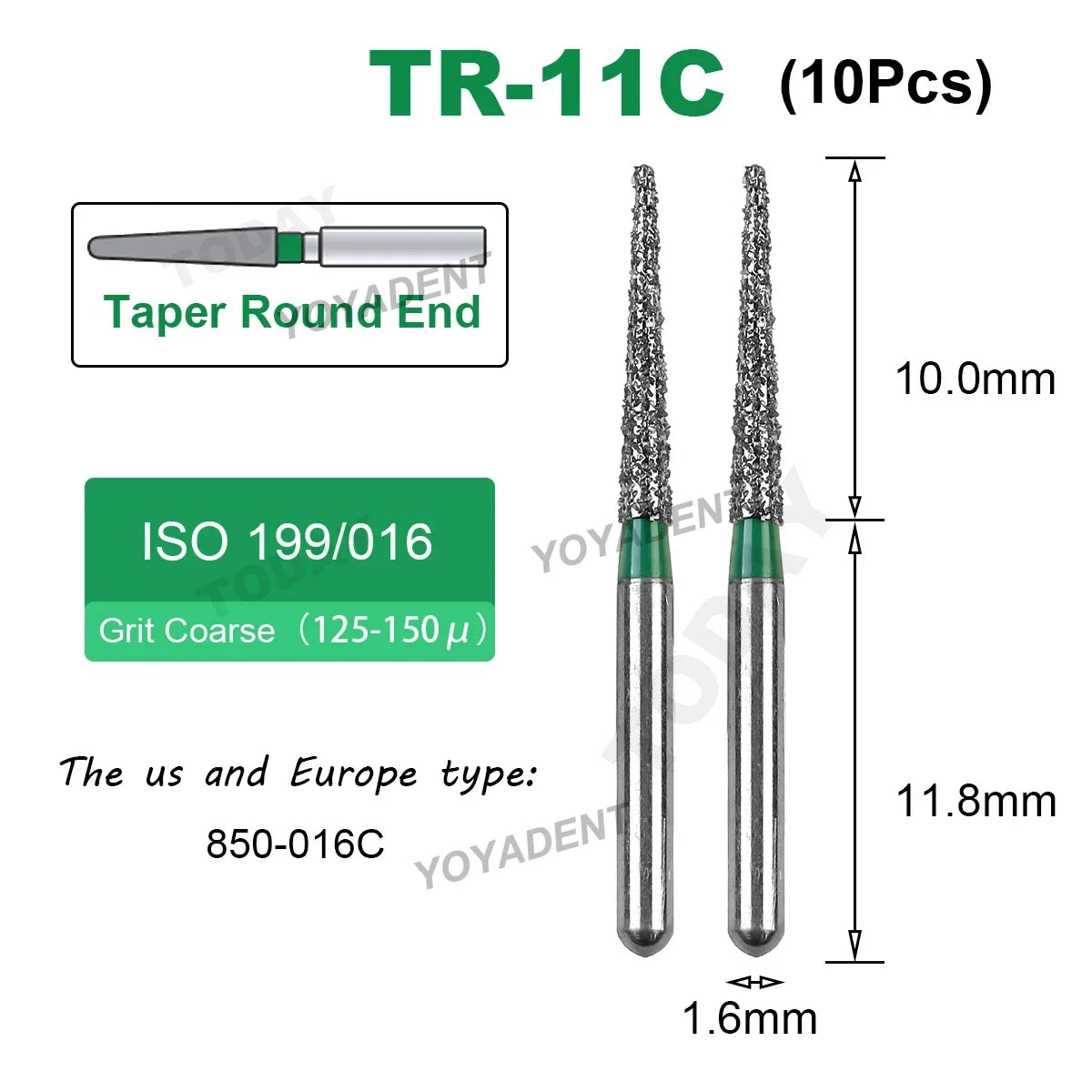 Dental Bur Diamond Burs Taper Round End TR Type Extra Fine Standard Dentistry Strawberries Drill FG High Speed Bur 1.6mm 10Pcs