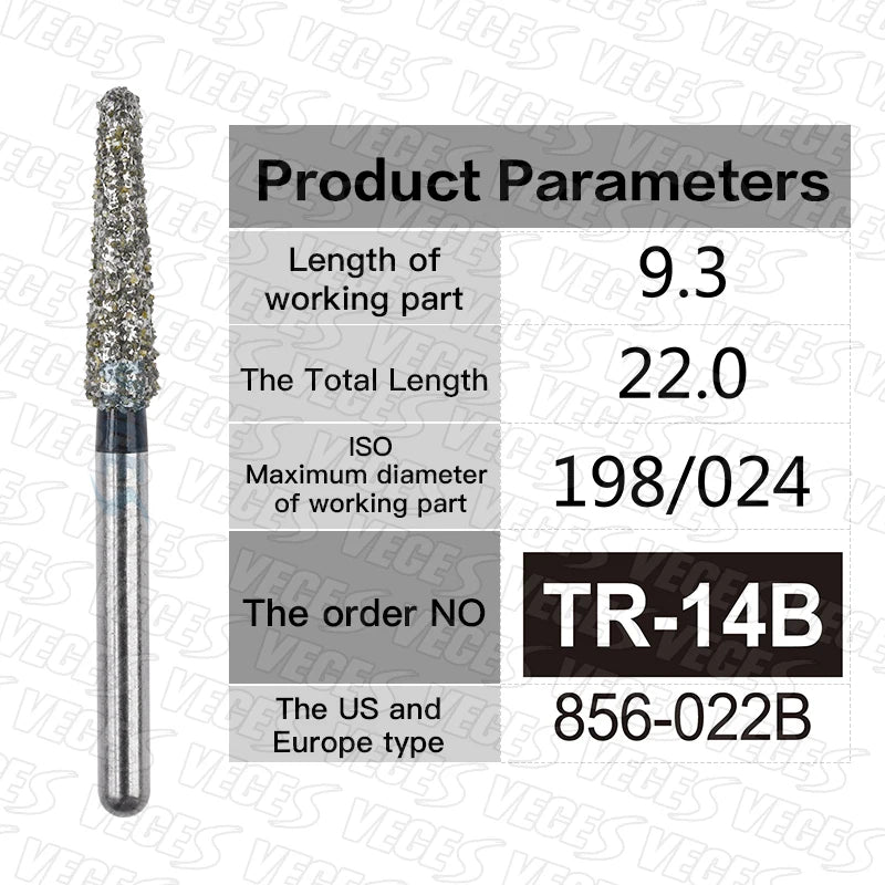 TR Type Extra Coarse Dental Diamond Burs Standard Dentistry Strawberries Drills Dentist Tools FG High Speed Bur 1.6mm 10pcs