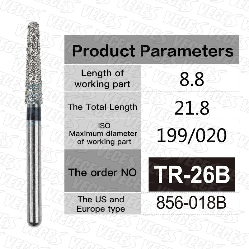 TR Type Extra Coarse Dental Diamond Burs Standard Dentistry Strawberries Drills Dentist Tools FG High Speed Bur 1.6mm 10pcs