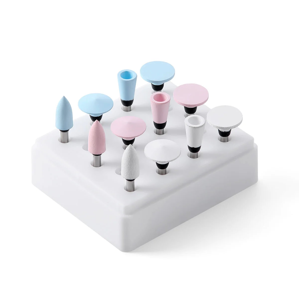 AZDENT 12Pcs/Set Dental Silicone Polishing Rubber Grinding Heads Teeth Polisher 2.35mm RA Finisher for Low Speed Handpiece