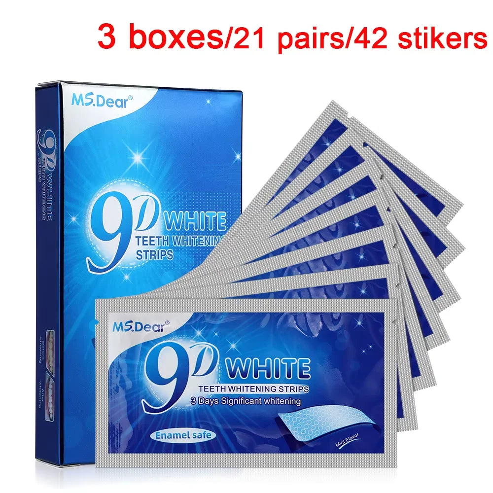 9D Teeth Whitening Stickers Mint Gel Fresh Oral Hygiene Cleaning Mouth False Teeth Veneers Dentist Whiten Gel Yellow Smoke Stain