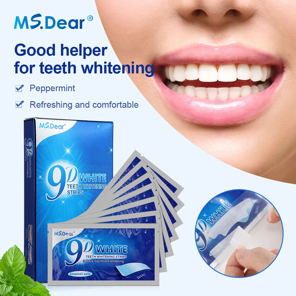 9D Teeth Whitening Stickers Mint Gel Fresh Oral Hygiene Cleaning Mouth False Teeth Veneers Dentist Whiten Gel Yellow Smoke Stain
