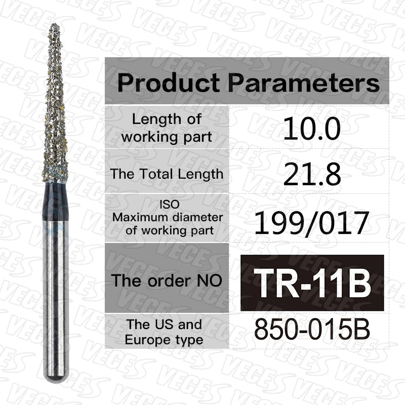 TR Type Extra Coarse Dental Diamond Burs Standard Dentistry Strawberries Drills Dentist Tools FG High Speed Bur 1.6mm 10pcs