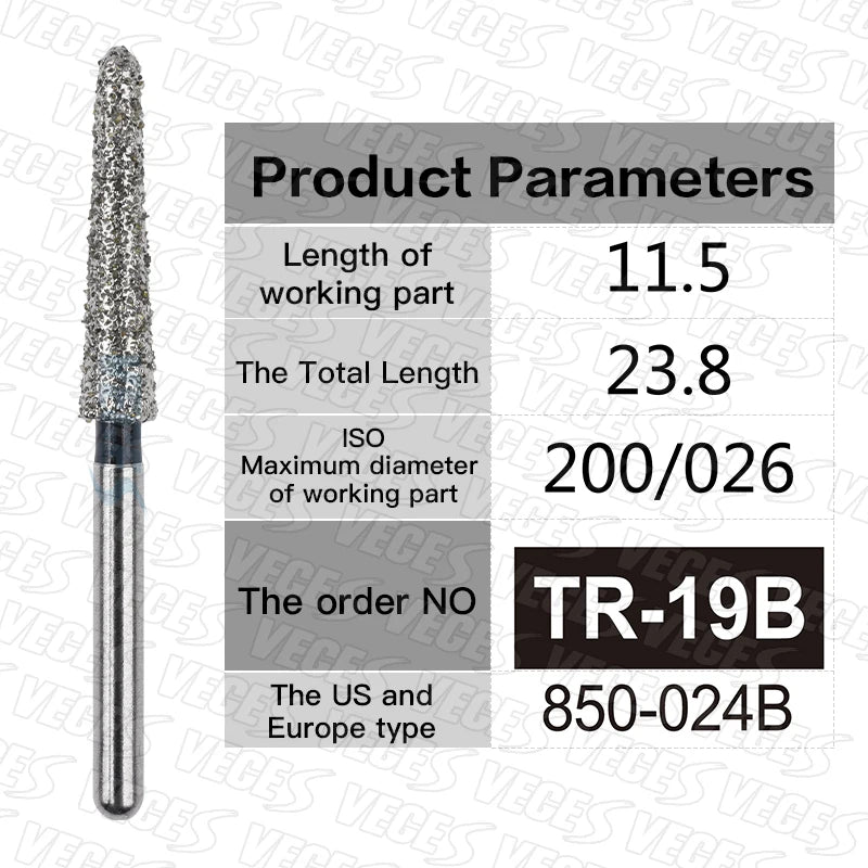 TR Type Extra Coarse Dental Diamond Burs Standard Dentistry Strawberries Drills Dentist Tools FG High Speed Bur 1.6mm 10pcs