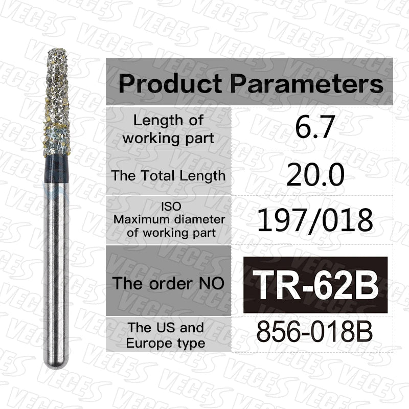 TR Type Extra Coarse Dental Diamond Burs Standard Dentistry Strawberries Drills Dentist Tools FG High Speed Bur 1.6mm 10pcs