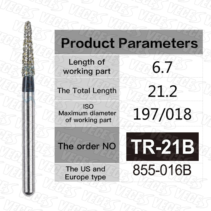 TR Type Extra Coarse Dental Diamond Burs Standard Dentistry Strawberries Drills Dentist Tools FG High Speed Bur 1.6mm 10pcs