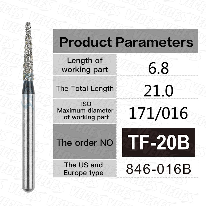 TR Type Extra Coarse Dental Diamond Burs Standard Dentistry Strawberries Drills Dentist Tools FG High Speed Bur 1.6mm 10pcs
