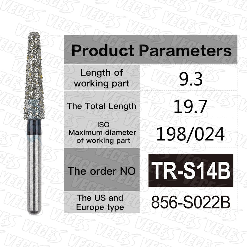 TR Type Extra Coarse Dental Diamond Burs Standard Dentistry Strawberries Drills Dentist Tools FG High Speed Bur 1.6mm 10pcs