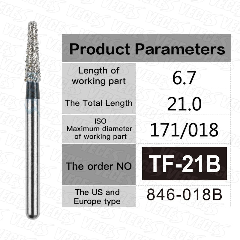 TR Type Extra Coarse Dental Diamond Burs Standard Dentistry Strawberries Drills Dentist Tools FG High Speed Bur 1.6mm 10pcs