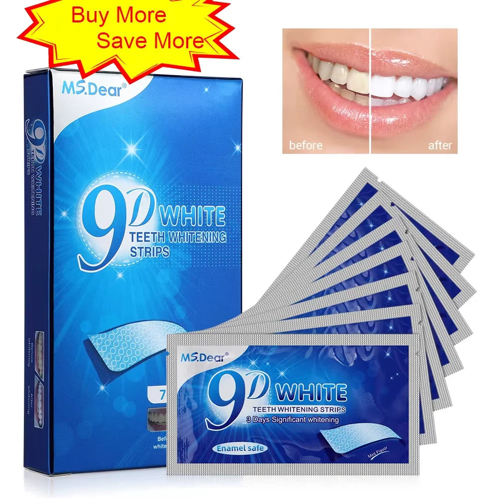 9D Teeth Whitening Stickers Mint Gel Fresh Oral Hygiene Cleaning Mouth False Teeth Veneers Dentist Whiten Gel Yellow Smoke Stain