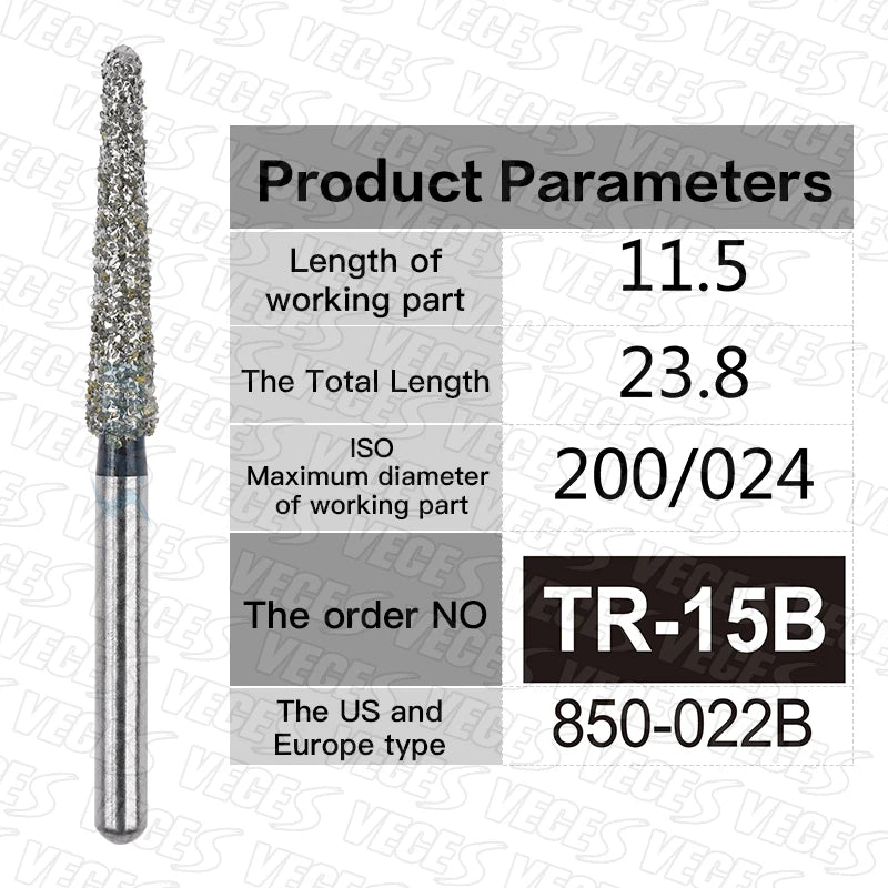 TR Type Extra Coarse Dental Diamond Burs Standard Dentistry Strawberries Drills Dentist Tools FG High Speed Bur 1.6mm 10pcs