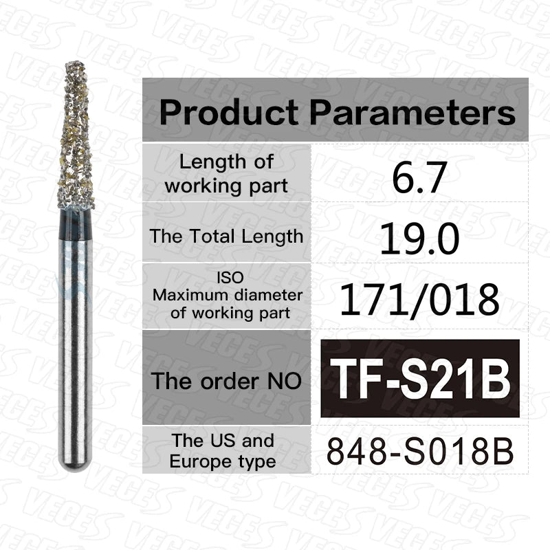 TR Type Extra Coarse Dental Diamond Burs Standard Dentistry Strawberries Drills Dentist Tools FG High Speed Bur 1.6mm 10pcs