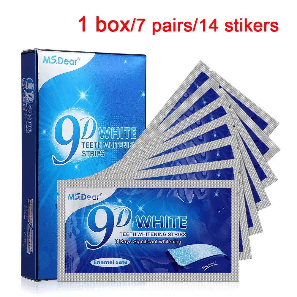 9D Teeth Whitening Stickers Mint Gel Fresh Oral Hygiene Cleaning Mouth False Teeth Veneers Dentist Whiten Gel Yellow Smoke Stain