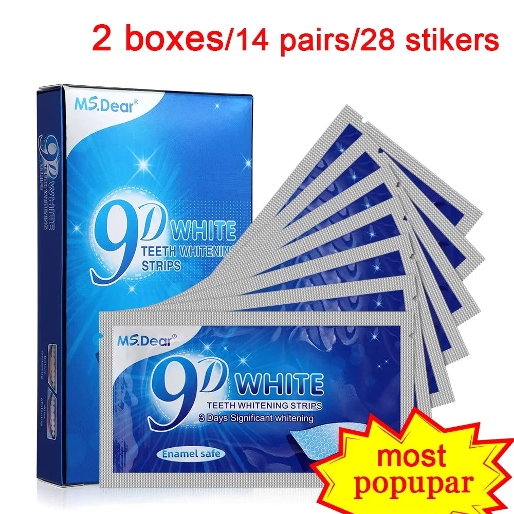 9D Teeth Whitening Stickers Mint Gel Fresh Oral Hygiene Cleaning Mouth False Teeth Veneers Dentist Whiten Gel Yellow Smoke Stain