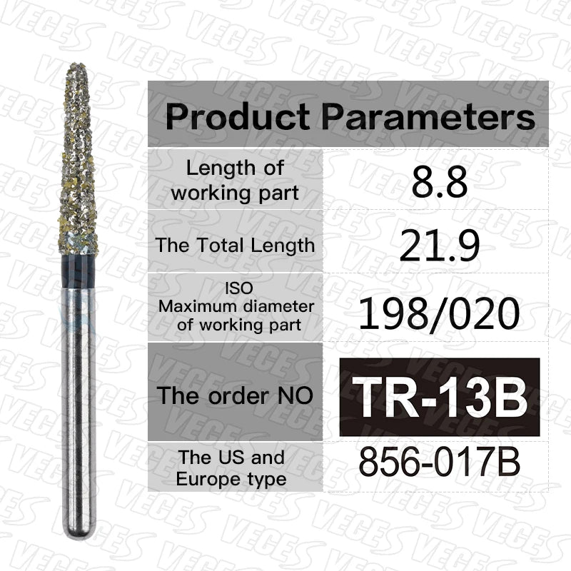 TR Type Extra Coarse Dental Diamond Burs Standard Dentistry Strawberries Drills Dentist Tools FG High Speed Bur 1.6mm 10pcs