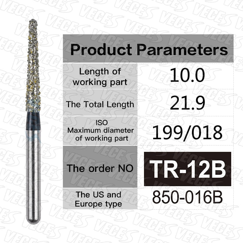 TR Type Extra Coarse Dental Diamond Burs Standard Dentistry Strawberries Drills Dentist Tools FG High Speed Bur 1.6mm 10pcs